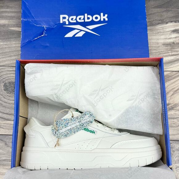 NIB Reebok 8.5M 39 Tech G Geo 90s Womens Sneakers Chalk White Green Retro - Picture 10 of 12